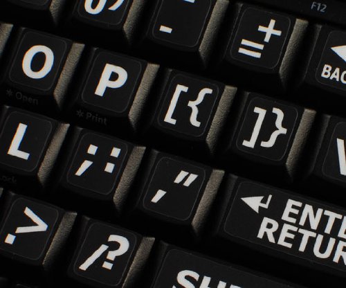 English US Large Letters Keyboard Stickers Matte Non Transparent Black Background (Upper CASE) by 4Keyboard