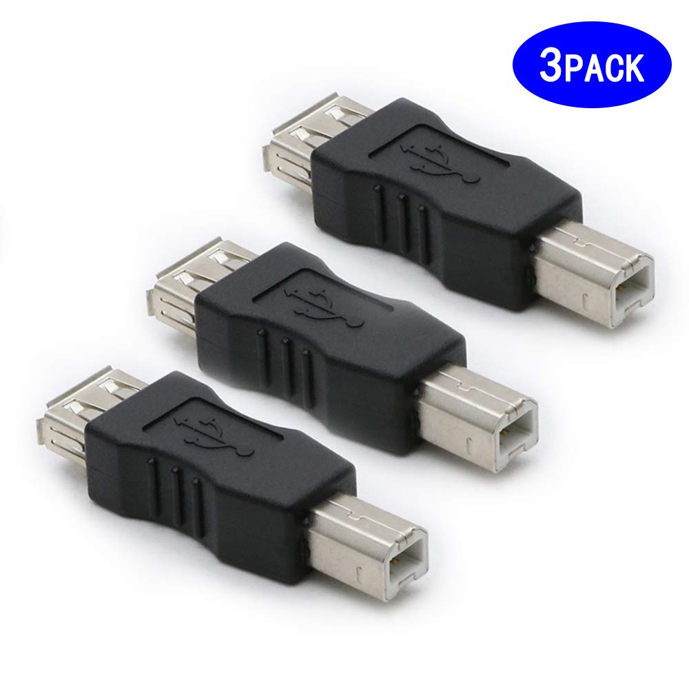 rgzhihuifz 3 Pack USB 2.0 AF/BM Adapter Type A Female to USB B Print Male Adapter Connector Converter Plug
