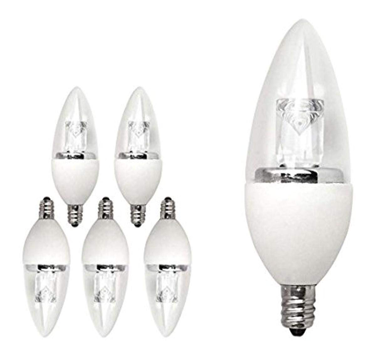 TCP LDCT40W50K6 LED Decorative B11 Chandelier Light Bulbs, Candelabra Based (E12), Dimmable, 40 Watt Equivalent, Daylight, 6 Count