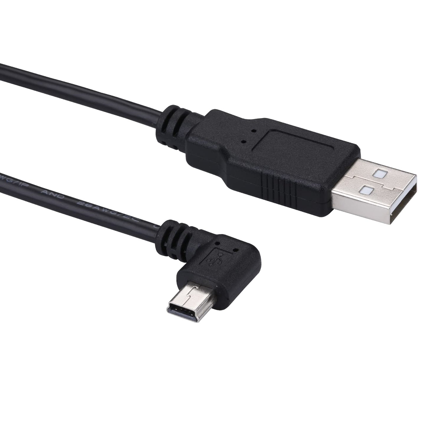 LARRITS Mini-USB Power Cable for Dash Cam & GPS - Charging-Only (No Data Transfer), Right-Angle Mini-B to USB-A, 5M Extra-Long Car DVR Power Cord