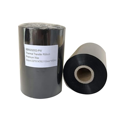 Officeuct Thermal Transfer Ribbon- Resin Enhanced Wax Printer Ribbon 1” Core Ink Out 4.33" X 1476'(110mm*450m)-1 Roll for Zebra ZT230 ZT410 ZT420