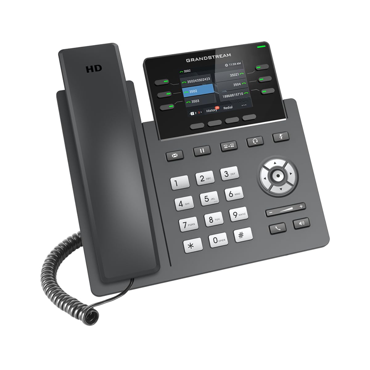 Grandstream GRP2613 IP Phone | 6 Lines, 4 SIP Accounts | 2.8-Inch Color Display | Dual-Port Gigabit Ethernet with Integrated PoE