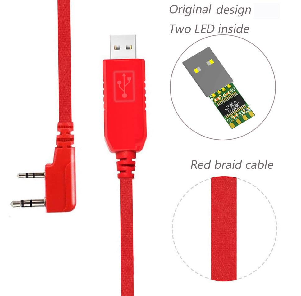 Feanteek Baofeng Programming Cable for Two Way ham Portable radios: UV-5R, 5RA, 5R Plus, 5RE, UV-82, bf F8HP, UV3R Plus, BF-888S, USB Programming