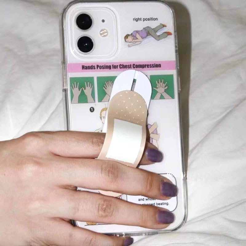 Acxico 3PC Acrylic Bandage Finger Holder for Phone, Universal Adhesive Grip Stand with Telescopic Hang Handle, Desk Bracket for Easy Handling