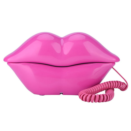 V BESTLIFE Wire Landline Phone, Funny Rose Red Lip Plastic Telephone with Multifunction for Home Decoration/Clear Calling Interesting