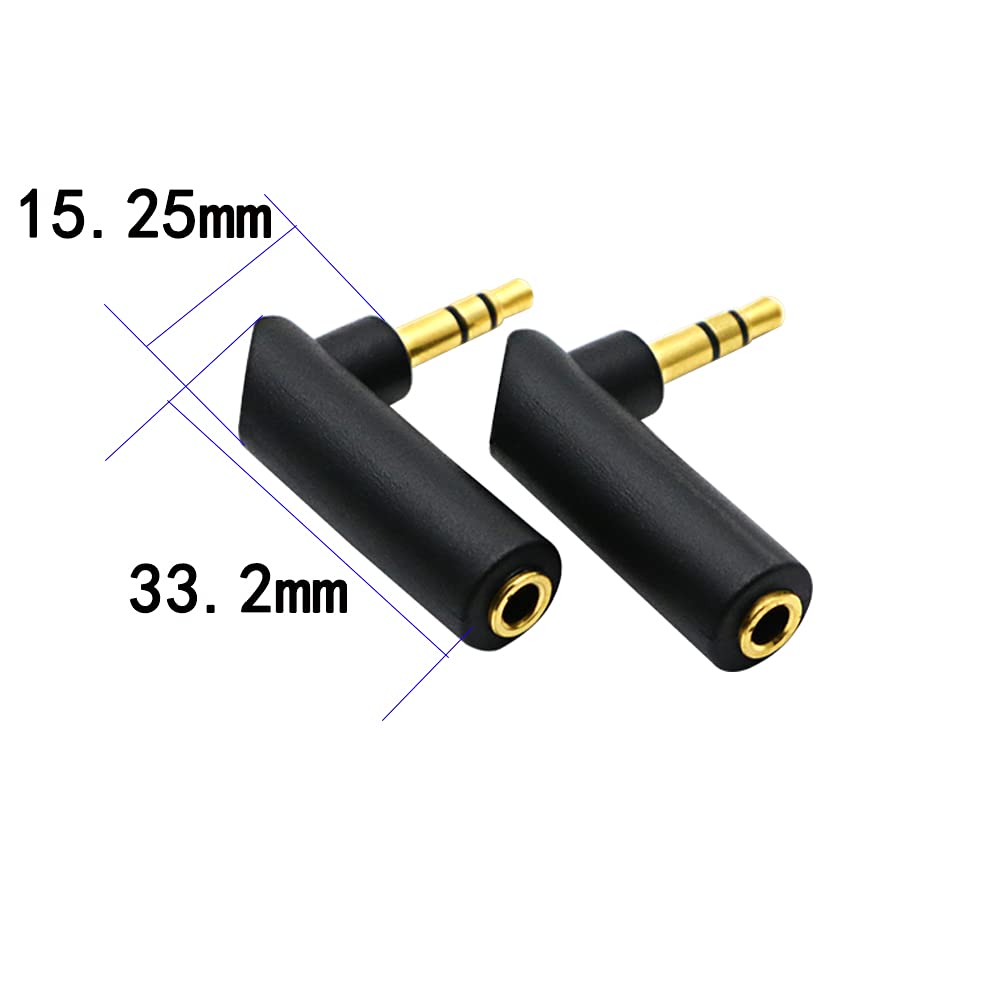 rgzhihuifz 3.5mm Angle Male to Female Audio Adapter, 90 Degree Right Angle Gold-Plated TRS Stereo Jack Plug AUX Connector Compatible with Headset
