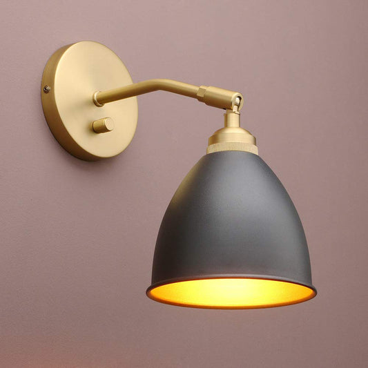 Yosoan Vintage Wall Sconce Bookcase Light, 1-Light Dimmable On Off Switch Industrial Mount Metal Fixture Lighting with 6.1" Oval Black Metal Shade