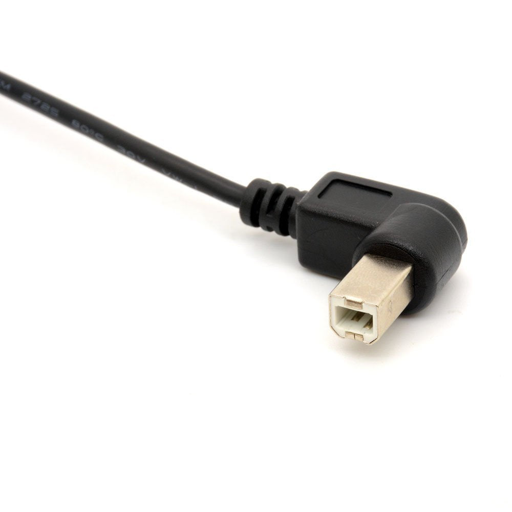 BSHTU Printer Extension Cable USB 2.0 B Adapter Male to Female Connections 90 Degree Socket Right Angled Scanner Cord with Screw Panel Mount 0.5m