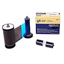 IDP Genuine SMART-31 & SMART-51 Series Card Printer Ribbon - YMCKOK Color, Two Resin Black & Overlay Panels Ribbon w Cleaning Roller, 200 Cards/roll