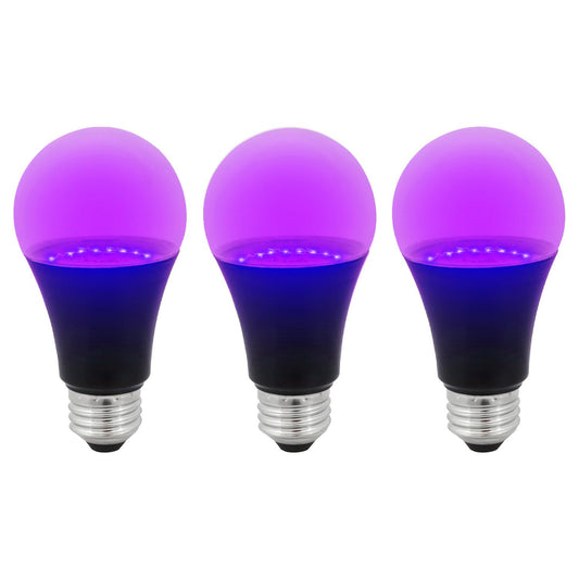 Sunlite LED A19 Black Light UV Bulb, 7W (60W Equiv.), Medium E26 Base, Non-Dimmable, 390-405nm Wavelength, Ideal for Black Light Room Decor, Halloween