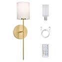 East Grove Home Wayfarer Wireless 22in Wall Sconce with USB-C Rechargeable LED Lamp 10W 800 Lumens RGBCW and Selectable CCT with White Cylinder Fabric
