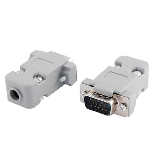 uxcell Hood Shell D-SUB DB15 15-Pin Male Solder Wire End VGA Connector 2pcs