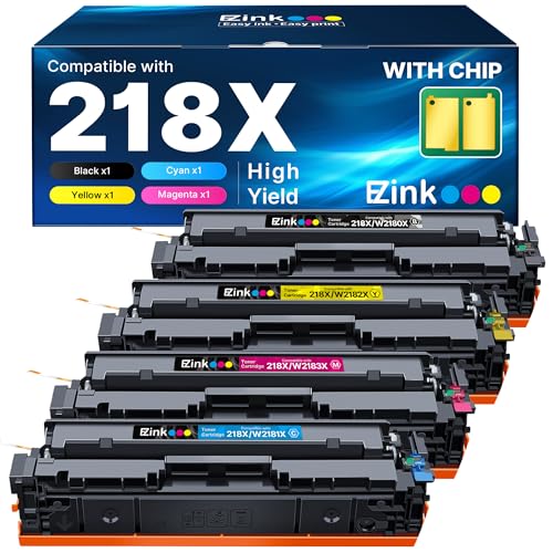 E-Z Ink 218X with Chip Compatible for HP 218X Toner Cartridges 4 Pack 218A Toner for HP Color LaserJet pro MFP 3301fdw Toner 3301cdw 3201dw 3301sdw