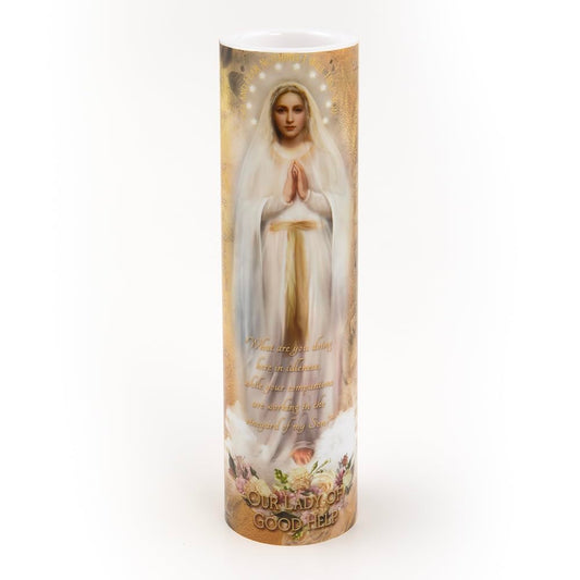 THE SAINTS COLLECTION Our Lady of Good Help LED Flameless Devotional Prayer Candle
