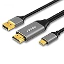 WJESOG HDMI to USB C Adapter Cable 6.6ft 4K@60Hz with USB Power Adapter,HDMI Male to Type C Male Converter Support Touch for New MacBook Pro,Mac