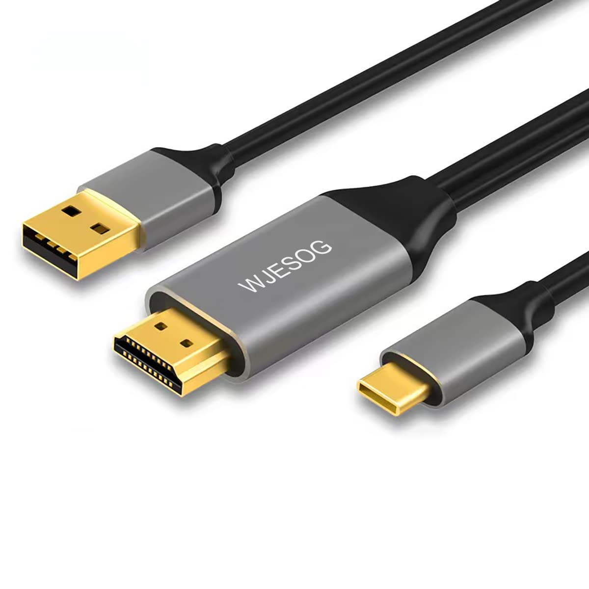 WJESOG HDMI to USB C Adapter Cable 6.6ft 4K@60Hz with USB Power Adapter,HDMI Male to Type C Male Converter Support Touch for New MacBook Pro,Mac