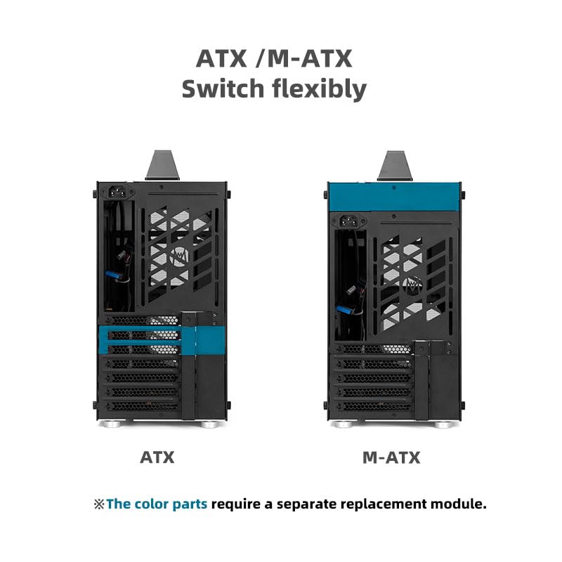 Mechanic Master C34Plus Portable Desktop ATX Case with Aluminum Handle - 5-Slot Mode Switchable, 240mm AIO Compatibility (RAM Height 44mm), Fits
