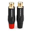 MOBOREST RCA Female Plug Adapter Audio Phono Gold Plated Solder 24K Gold Speaker Plugs RCA Jack Cable Connector Adapter (1 Black+ 1Red)