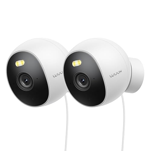 WUUK Security Camera, 4MP Indoor/Outdoor Wired Camera, Face Recognition, Color Night Vision, No Monthly Fee, Magnetic Mount, 2.4 GHz WiFi Only