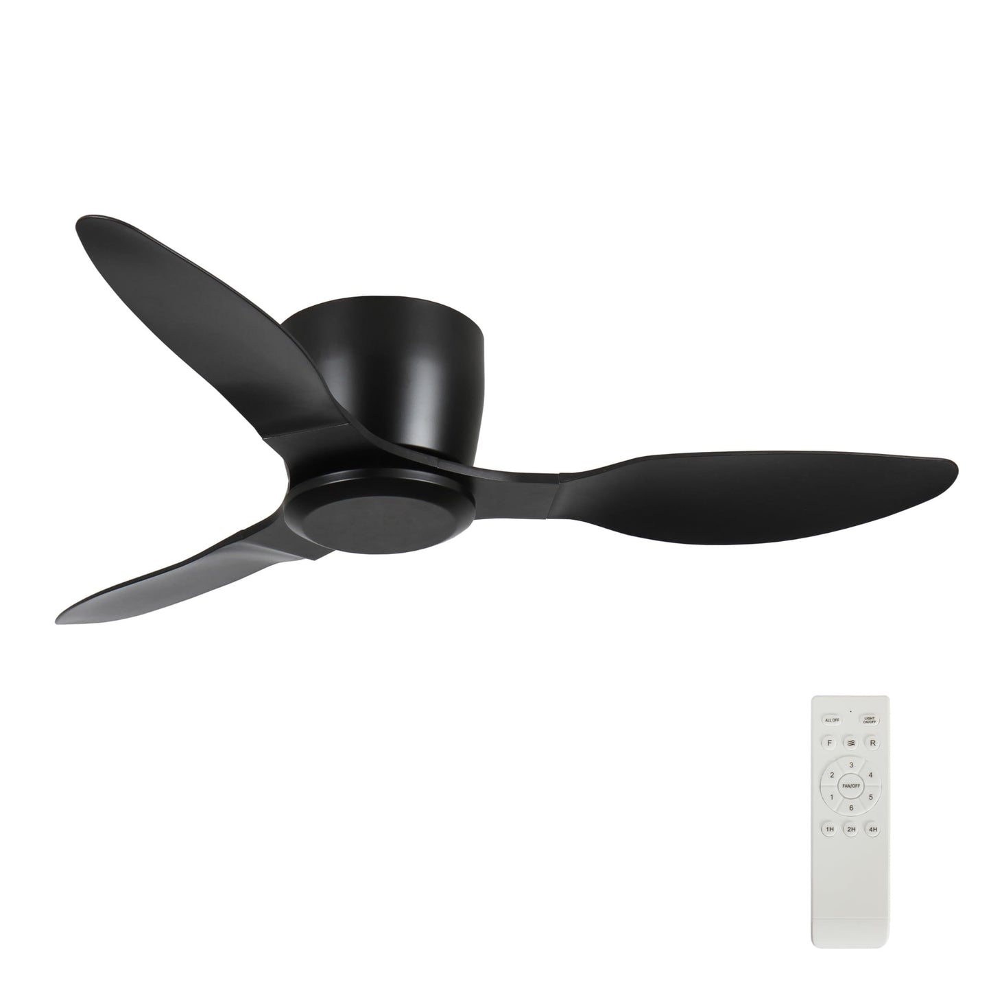 Wanze of ocean 42 Inch Ceiling Fan No Light, Flush Mount Black Ceiling Fan with Remote, 6 Wind Speeds, Reversible DC Motor, Low Profile Ceiling Fans
