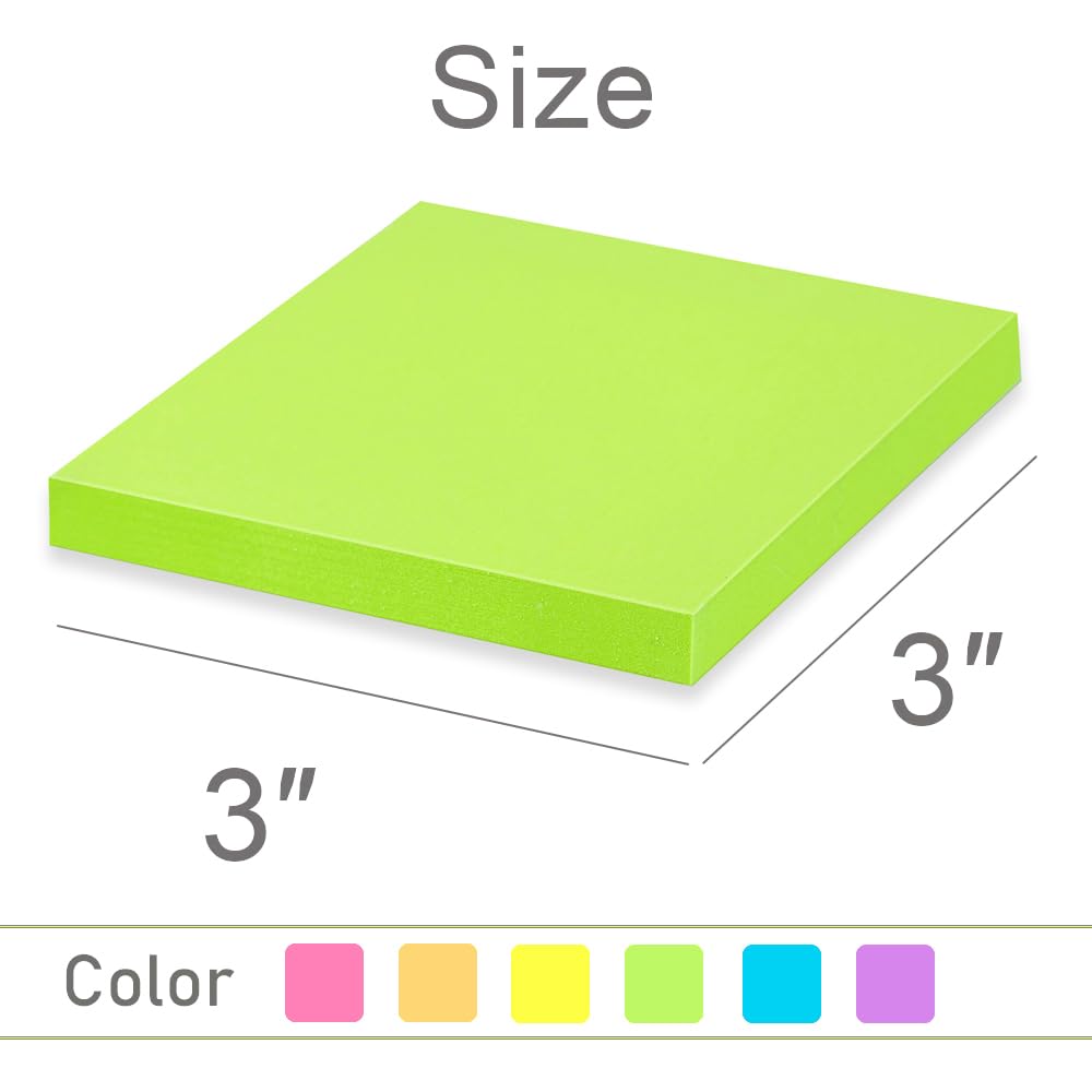(24 Pack) Sticky Notes 3x3 in Post Bright Stickies Colorful Memo Pads