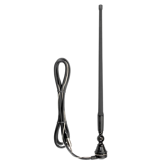 Rubber Antenna AM/FM for Car, RVs, Boat - 14" with 72" Cable, 180-degree Swivel Base
