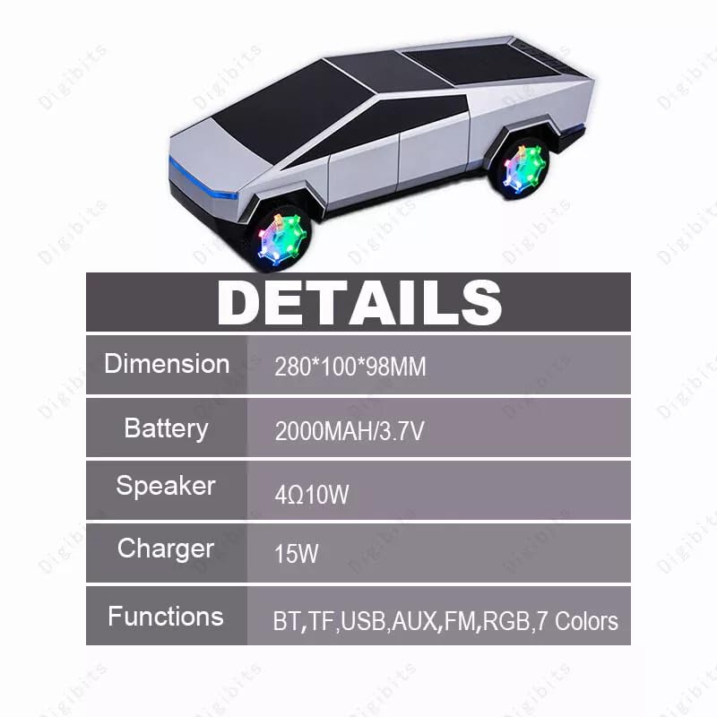 Exotic Audio VILOFAL Cyberpickup Bluetooth Speaker + Car Wireless Charger, RGB Lights, Children Truck Toy