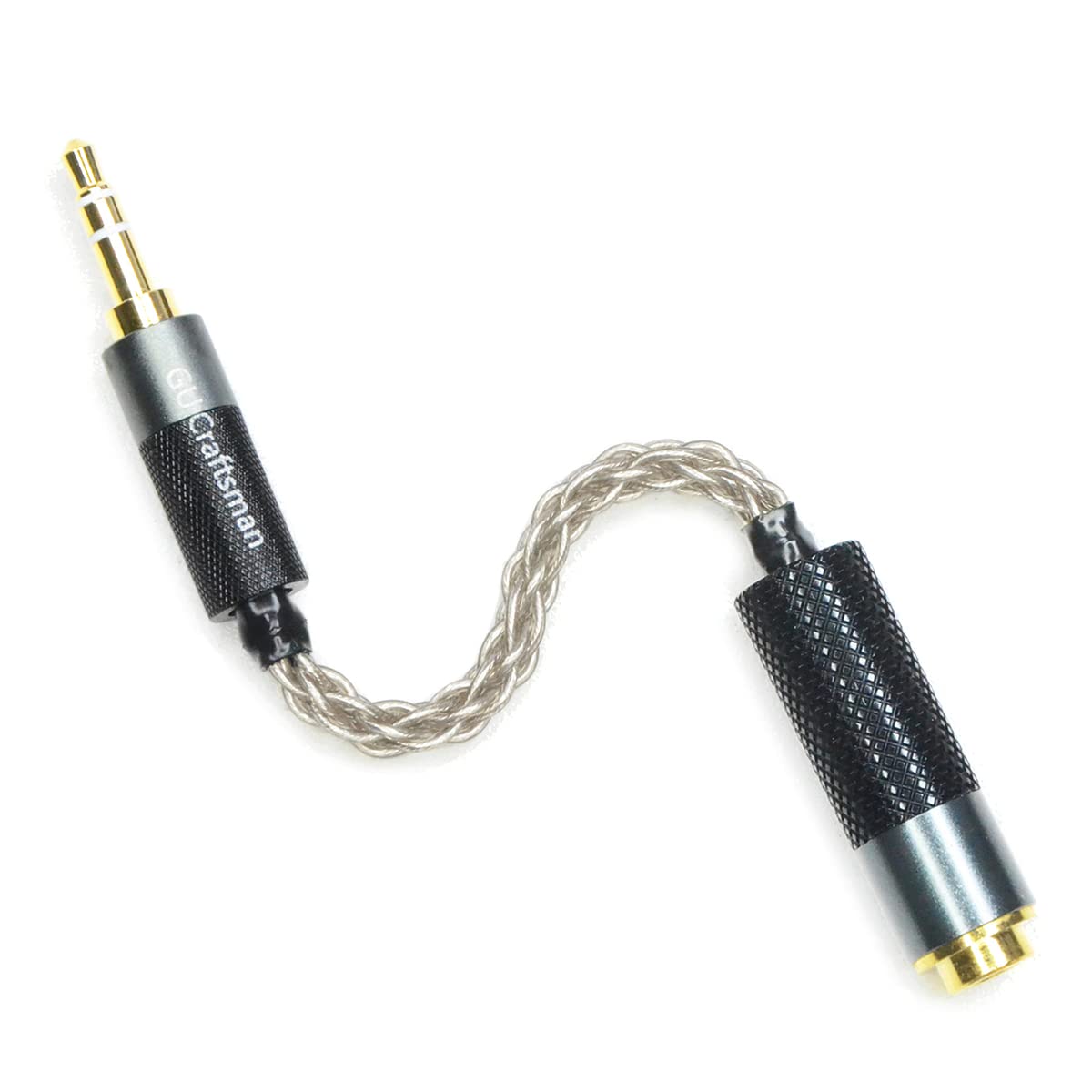 GUCraftsman 3.5mm Stereo Male to 4.4mm Balanced Female Portable Headphone Adapter Cable 6N Single Crystal Silver Headphone Jack Convert Cable