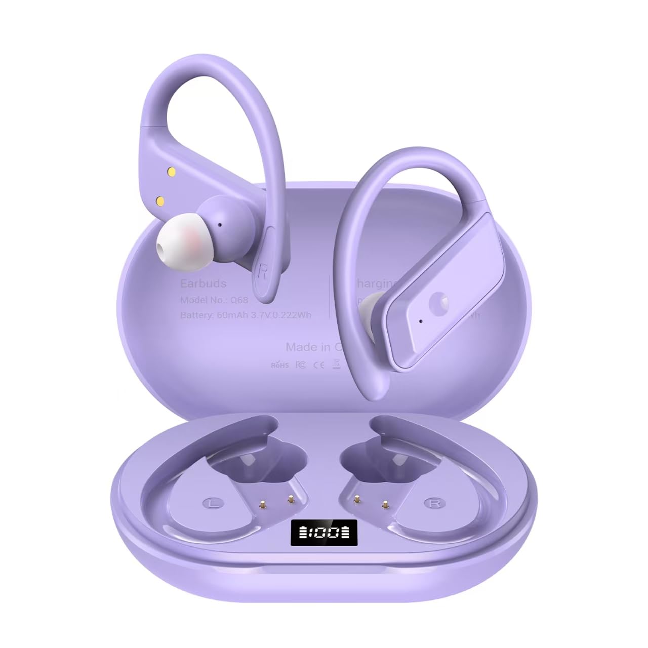 Hulaed Wireless Earbuds Bluetooth 5.4 Headphones 53H Playtime Sport Earphones with LED Display,Over-Ear Buds Built in Mic in Ear Waterproof Headset…