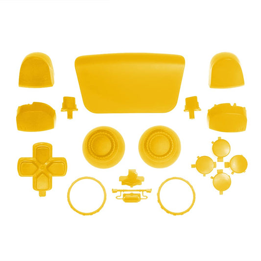 WPS Replacement Clip Shell Touch Pad Thumbsticks Dpad R1 L1 Trigger Full Buttons w/Accent Rings Set for PS5 Playstation Controller (Yellow)