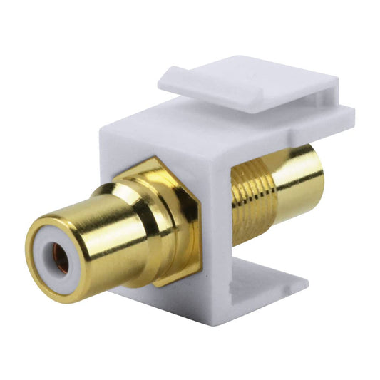 Construct Pro RCA to RCA Keystone Jack Insert, White, 0 inches, Male-to-Female, 3 Pins, Indoor, 1 Count, Home entertainment systems, Custom