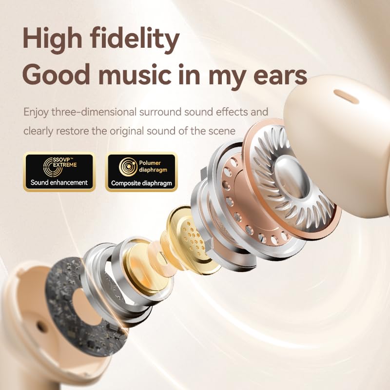 Wireless Earbuds, Bluetooth 5.4 Headphones Stereo Bass with Noise Cancelling Mic, Playtime in Ear Ear Buds with LED Power Display Charging Case, IPX7…