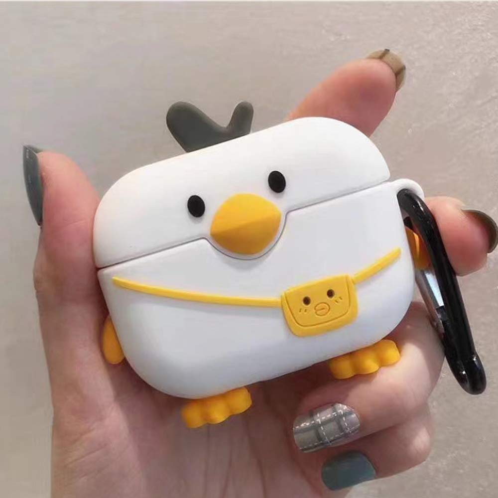 Cute Duck Case Compatible for AirPods Case Pro & Pro 2 Generation, Men Women Silicone Funny Kawaii Fashion Cartoon 3D Duck Skin Cover for AirPods