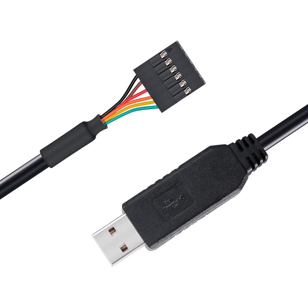 DTECH USB to TTL Serial 5V Adapter Cable with FTDI FT232RL Chip 6 Pin 0.1 inch Pitch Female Socket Header UART IC Windows 11 10 8 7 Linux MAC OS (6ft