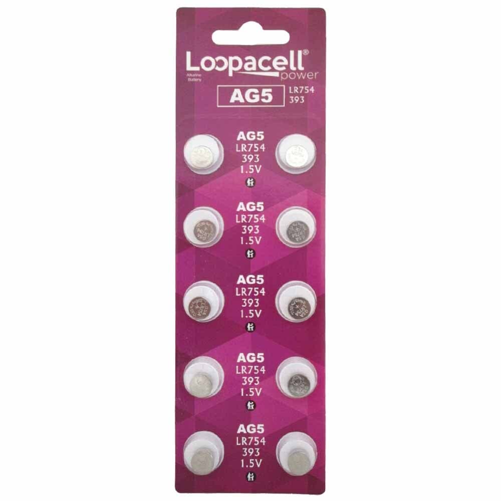 LOOPACELL AG5 LR754 393 309 193 LR48 D309 D393 Alkaline Button Cell Battery x 100