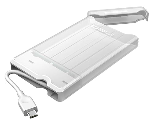 ineo 2.5 inch USB 3.0 Tool-Less External Hard Drive Enclosure for 9.5mm & 7mm SATA HDD SSD with UASP Supported - [T2573] (USB 3.1 Type C - White)