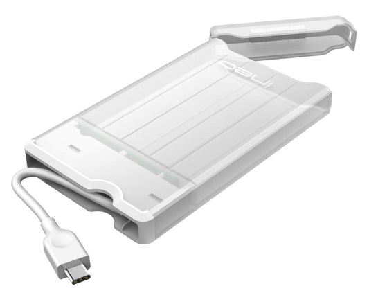 ineo 2.5 inch USB 3.0 Tool-Less External Hard Drive Enclosure for 9.5mm & 7mm SATA HDD SSD with UASP Supported - [T2573] (USB 3.1 Type C - White)