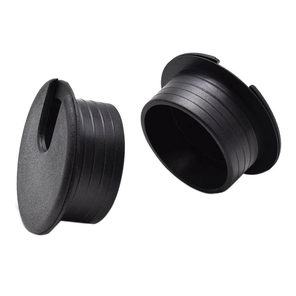 1-1/2 Inch (38mm) Black Wire Grommets and Cable Ties Kit ABS Plastic Desk Hole Cover Cord Organizer for Computer Desk Cabinet (2pcs Desk Grommets +