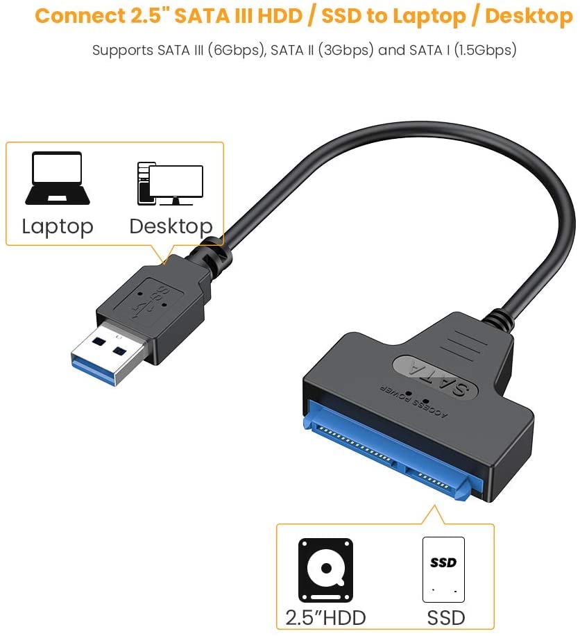 SGElectronix USB 2.0 to SATA 22 Pin Laptop Hard Disk Drive SSD Adapter Converter Cable