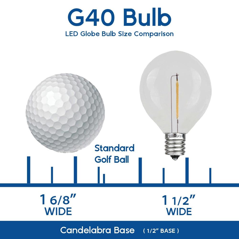 Novelty Lights 25 Pack G40 Frosted White Outdoor Globe String Light Bulbs