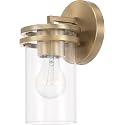 HomePlace by Capital Lighting 648711AD-539 Fuller Transitional Clear Glass Cylinder Wall Sconce, 1-Light 100 Watt, 10" H x 5" W, Brass