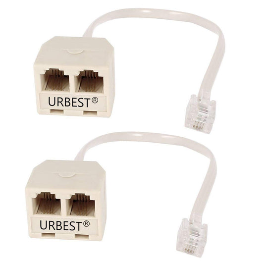 URBEST 2 PCS RJ11 Male to Female Two Way Telephone Splitter Converter Cable
