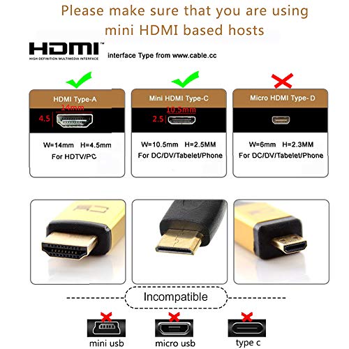 Tivid mini hdmi 90 Degree Adapter Right Angle mini hdmi Male to HDMI Female Cable Adapter Connector Support 1080P Full HD, 3D (0.15m, Downward Angle).