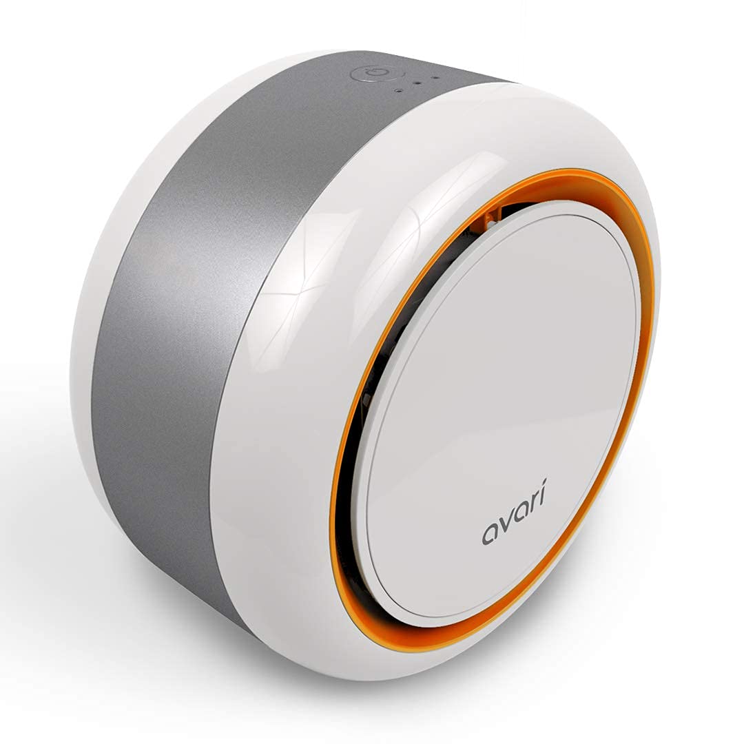 AVARI™ 500 Orange Desktop Personal Air Purifier made in Korea. Filtering Personal Breathing Zone. Ultra Quiet Electro-Static Filters to 0.1 Micron
