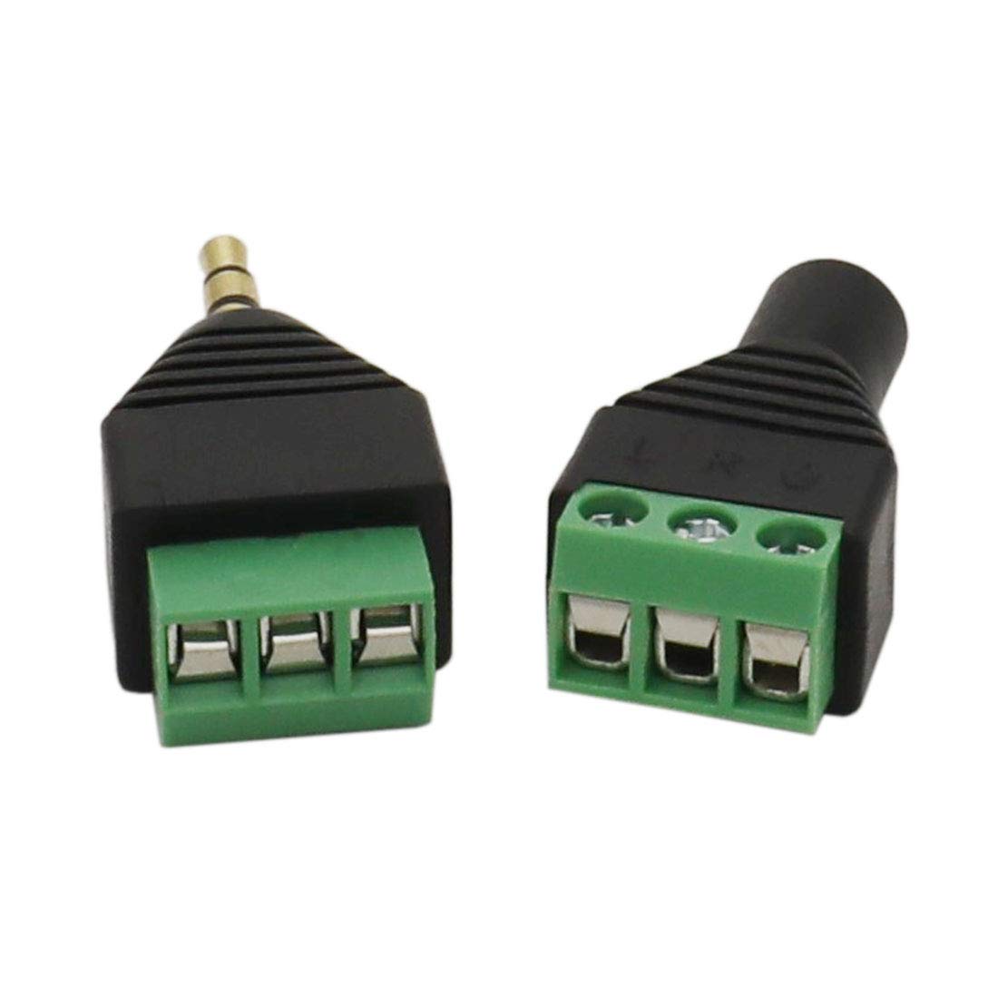 Didamx 10Pcs 3.5mm Stereo TRS Audio Video Male/Female to 3 Screw Terminal Balun Converter Adapter Connectors