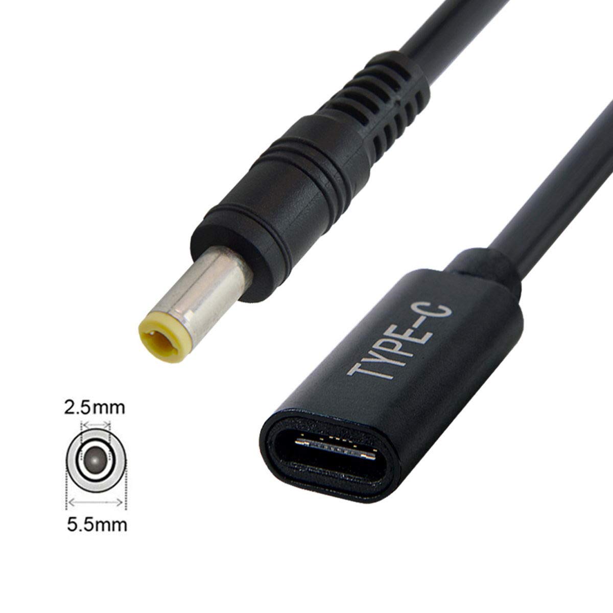 JSER Xiwai Type C USB-C Female Input to DC Power PD Charge Cable fit for Laptop 18-20V (5.5x2.5mm)