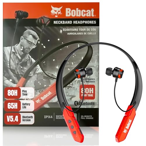 CJ TECH Bobcat Neckband Bluetooth Headphones - Earphones with Microphone, 80H Battery, Fast Charging - IPX4 Sweatproof Sports Headphones for Running…