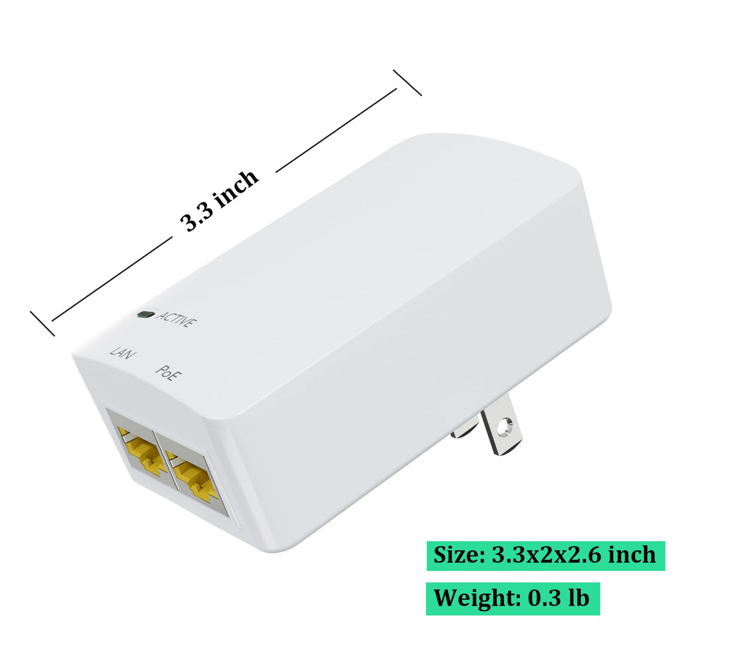 PROCET Gigabit PoE Injector 48V 15.4W IEEE802.3af PoE Ethernet Adapter for eero PoE 6, UniFi U6 Pro, U6 Mash Pro, G5 G6 Bullet, AI Turret, Reolink