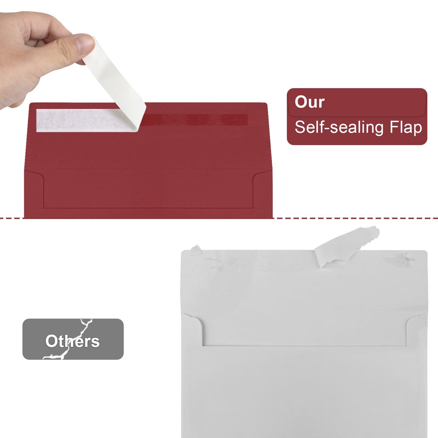 50 Packs Wine Red 5x7 Envelopes 5x7, Deep Red Color A7 Envelopes, Burgundy Invitations, Photos, Greeting Cards, Mailing