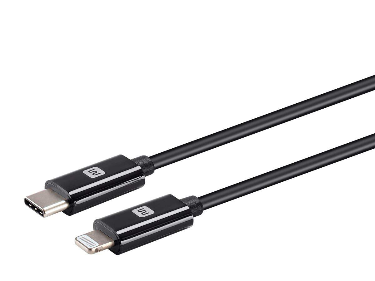 Monoprice Lightning to USB-C Charging Cable - Apple MFi Certified, 1.5 Feet, Black - Essential Series